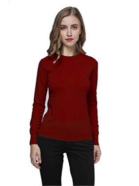100% Pure Cashmere Long Sleeve Crew Neck Sweater Winter Pullover